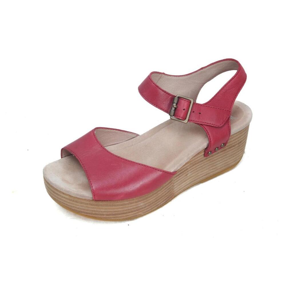 nwob dansko Silvie sandals platform shoes strappy leather red 38 us 7.5-8